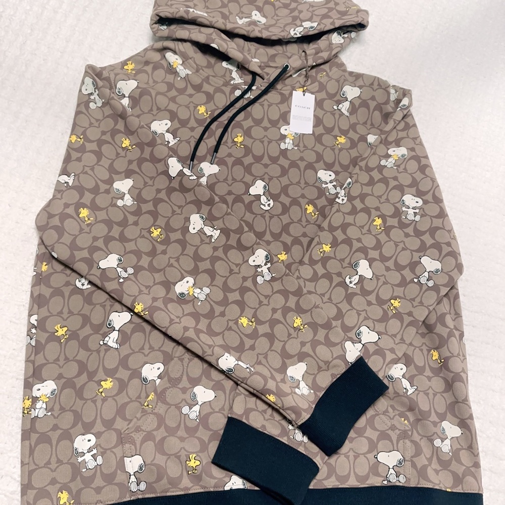 Authentic! Rare. Coach Brown Hoodie with Snoopy Characters New with tags!